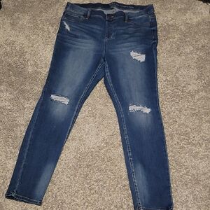 Women's Distressed Blue Skinny Jeans
